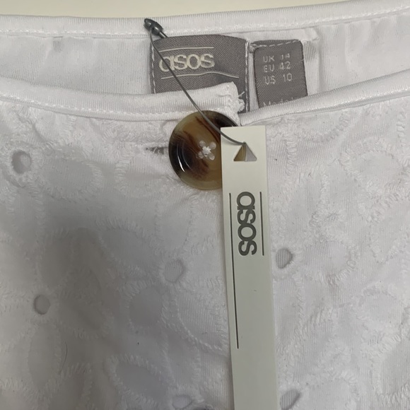 NWT ASOS White Eyelet Mini Tea Dress - Picture 2 of 4